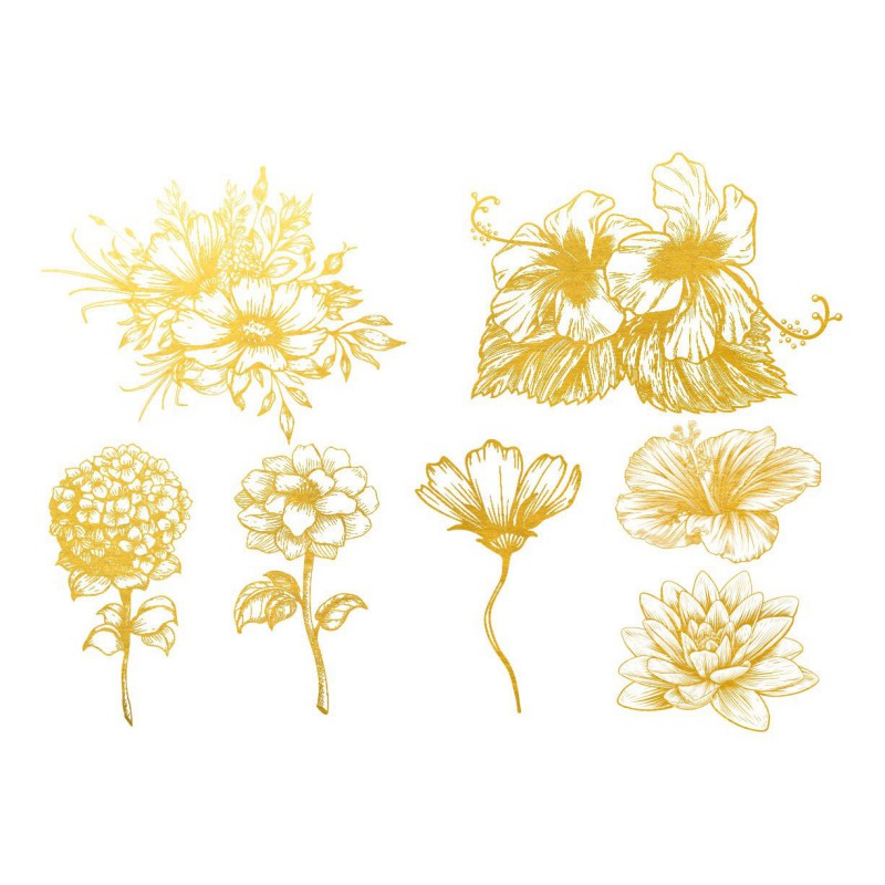 Sır Üstü Dekal Gold Flower 1 (Altın Çiçekler 1) D-217 (10x15cm)