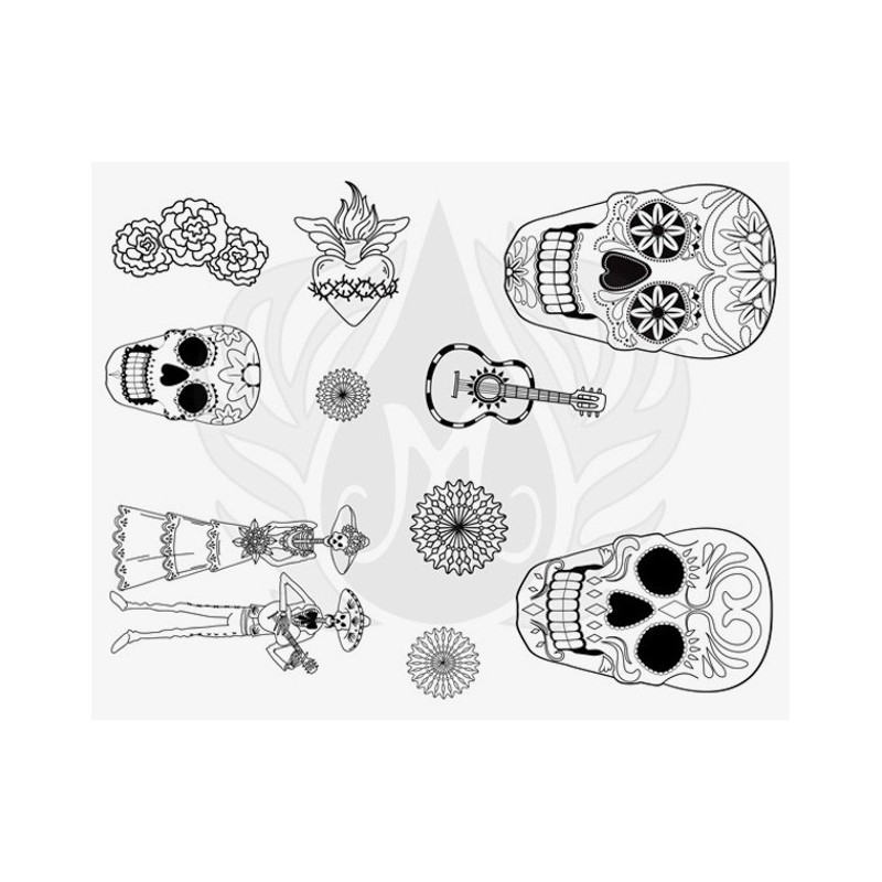 DSS-152 Day of the Dead Mayco Designer Silk Screen - İpek Baskı (Serigrafi) 30x38 cm Kuru Kafalar